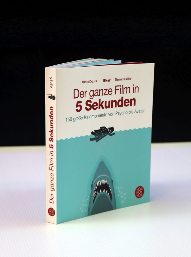 Photo shows book cover of Der ganze Film in 5 Sekunden