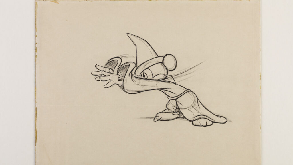 Comic Zeichnung Micky Maus im Zauberkostüm